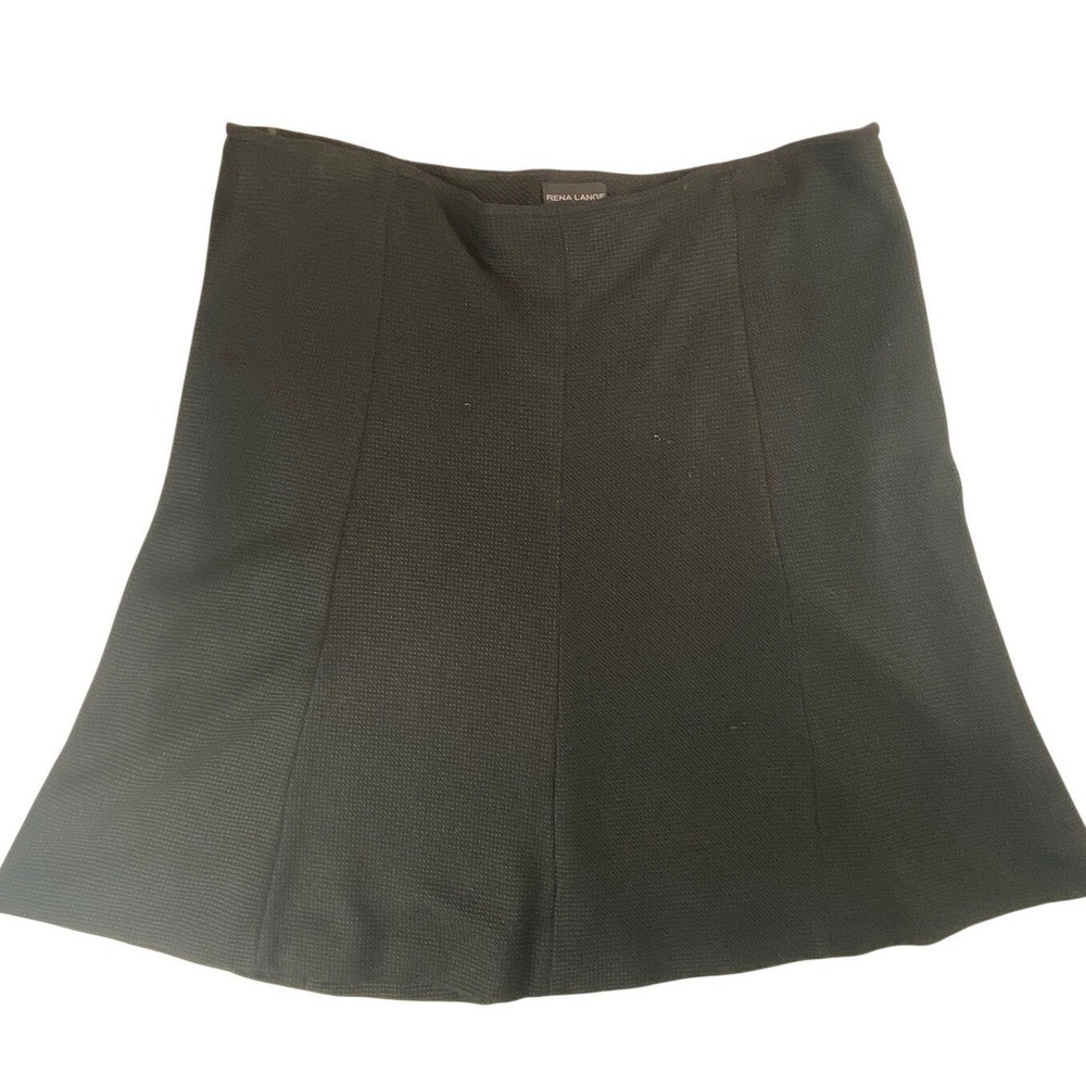 Rena Lange Black Textured Knit A-Line Skirt Silk Blend Made in Germany Size 14